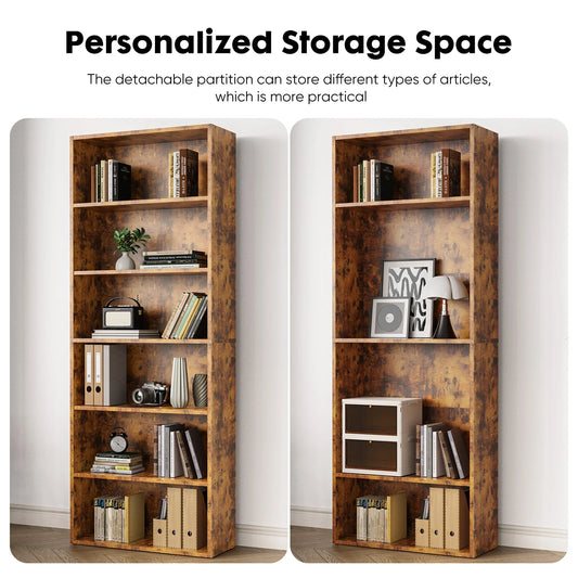 63 Inch Tall Floor Standing Wooden Shelf Bookcase