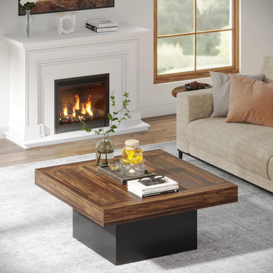 Square LED Rustic Low Coffee Table
