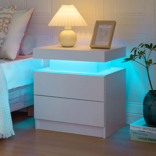 LED Nightstands with 2 Drawers