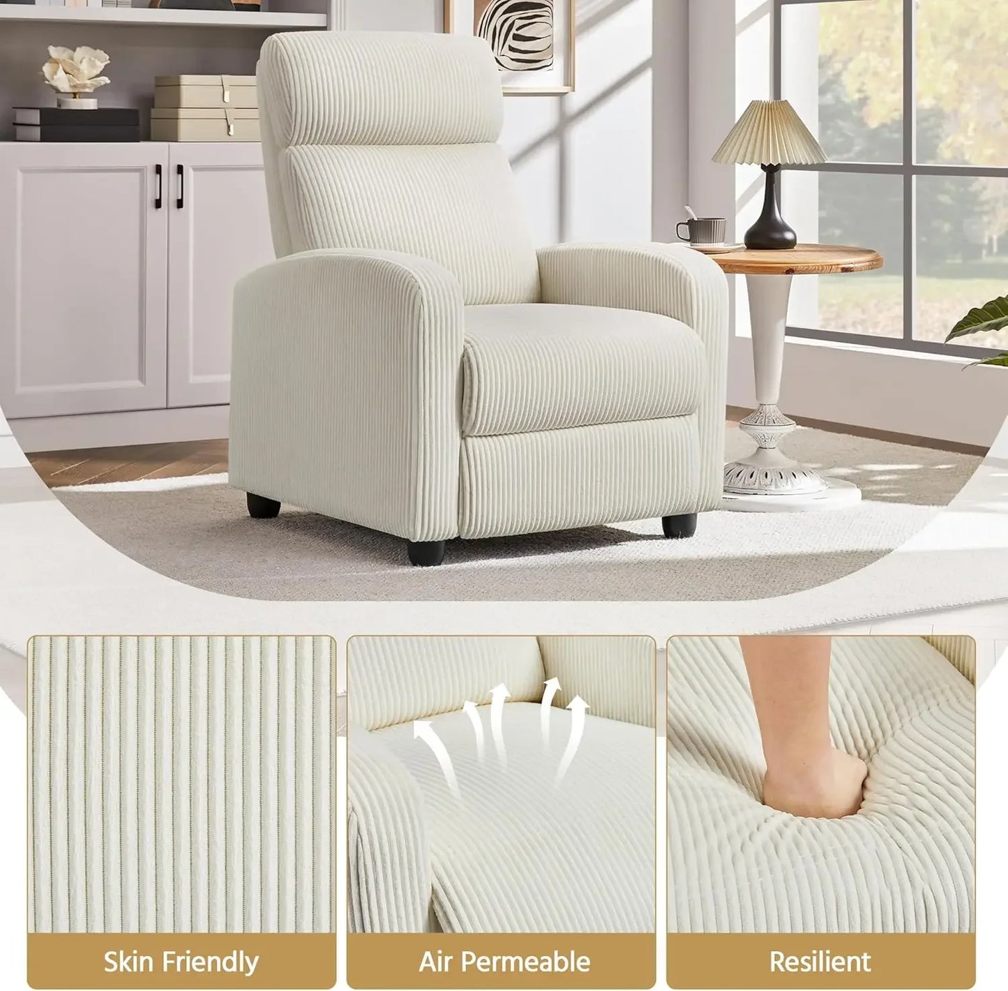 Adjustable Modern Corduroy Recliner Chair
