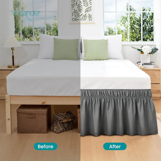 Wrap Around Dark Grey Queen Size Bed Skirt with 14 Inch Drop