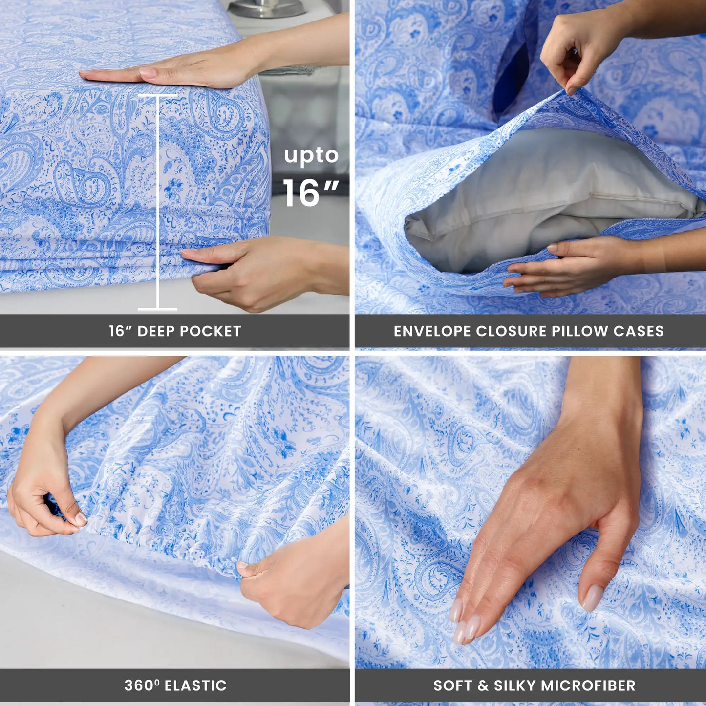 4-Piece Paisley Microfiber Bed Sheet Set