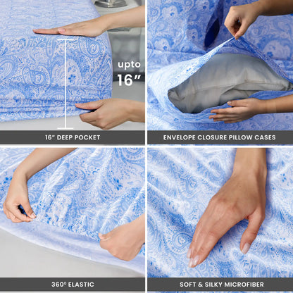 4-Piece Paisley Microfiber Bed Sheet Set
