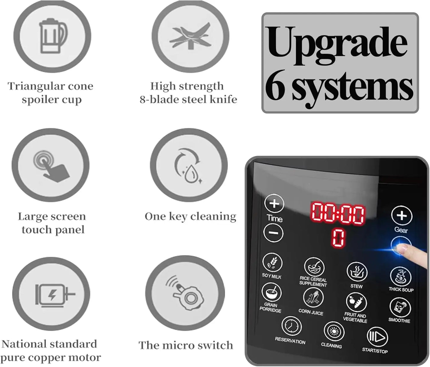 Countertop Heated Food Blender with 9 One Touch Programs