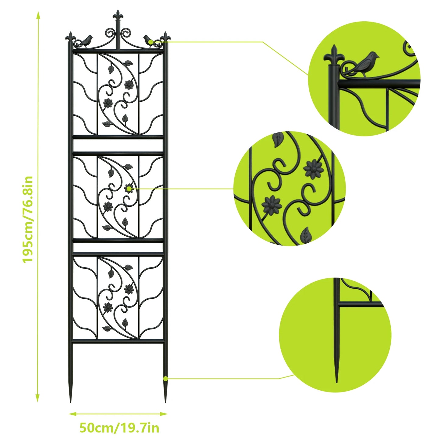 Tall Thick Metal Garden Climber Panel