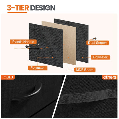 Bedside 2 Fabric Drawers Cabinet