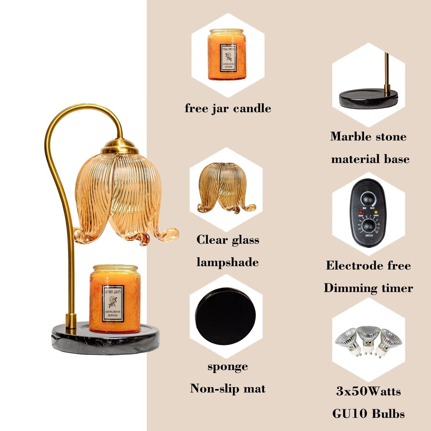French Retro Tulip Flower Warm Candle Lamp