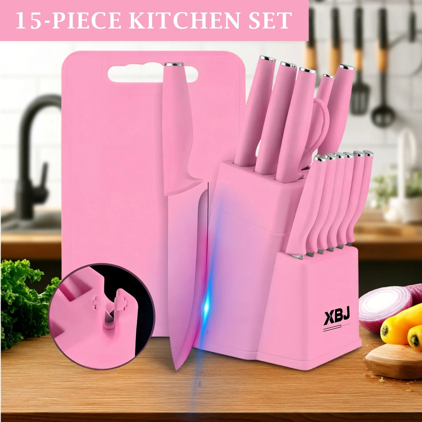 15 Piece Kitchen Stainless Steel Knife Set