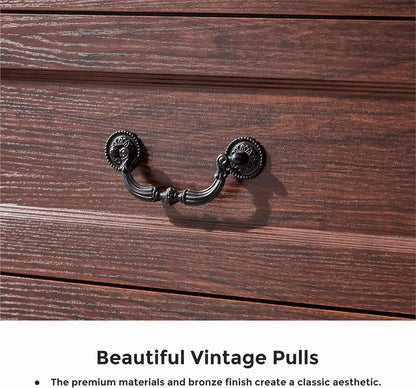 Farmhouse Cherry Wood Wide Drawers Dresser