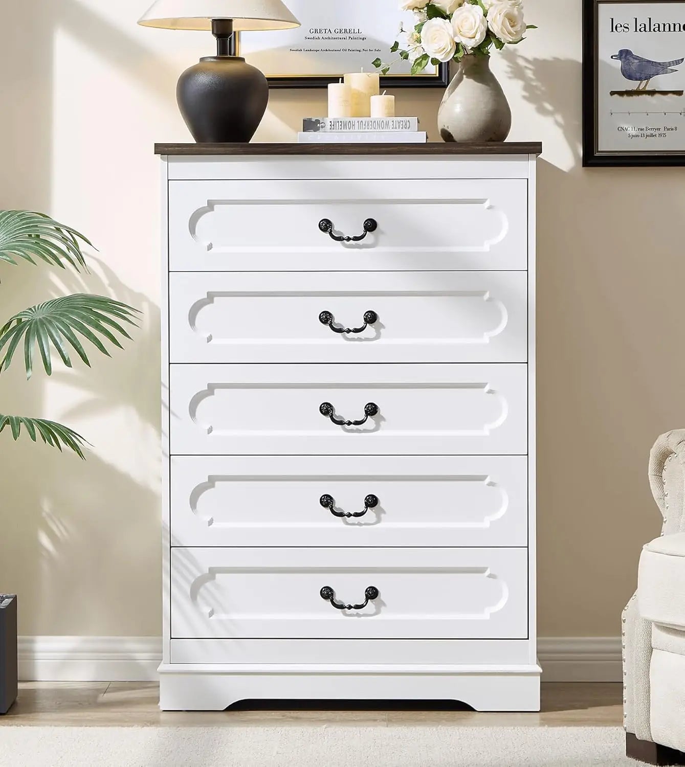 Farmhouse Cherry Wood Wide Drawers Dresser