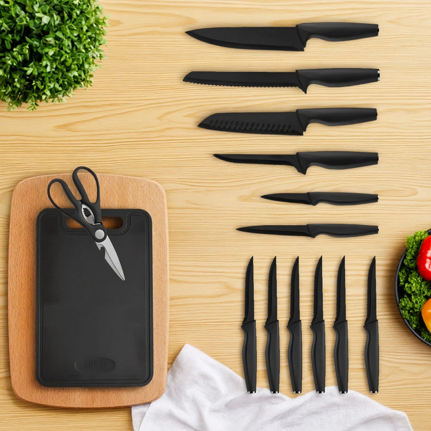 15 Piece Kitchen Stainless Steel Knife Set