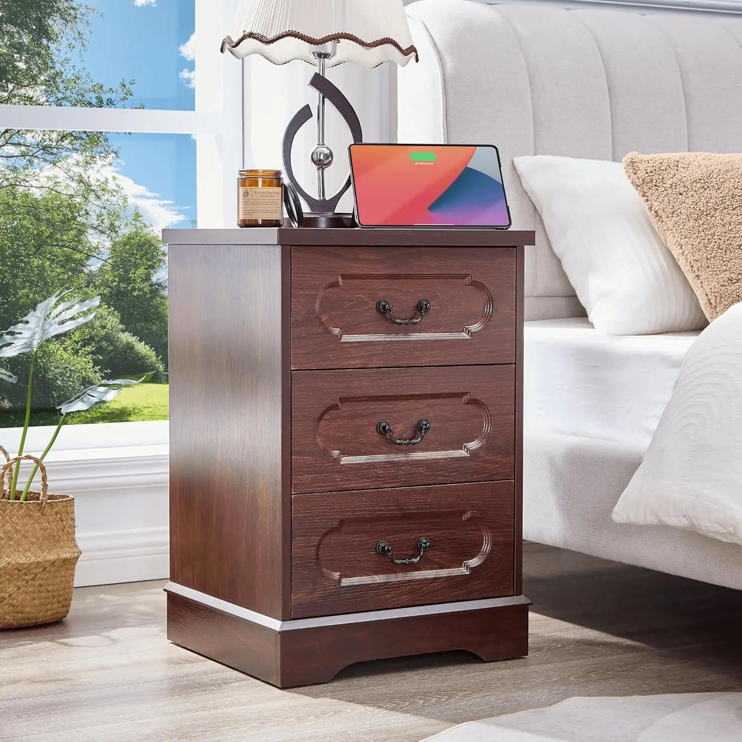 Farmhouse Cherry Wood Wide Drawers Dresser