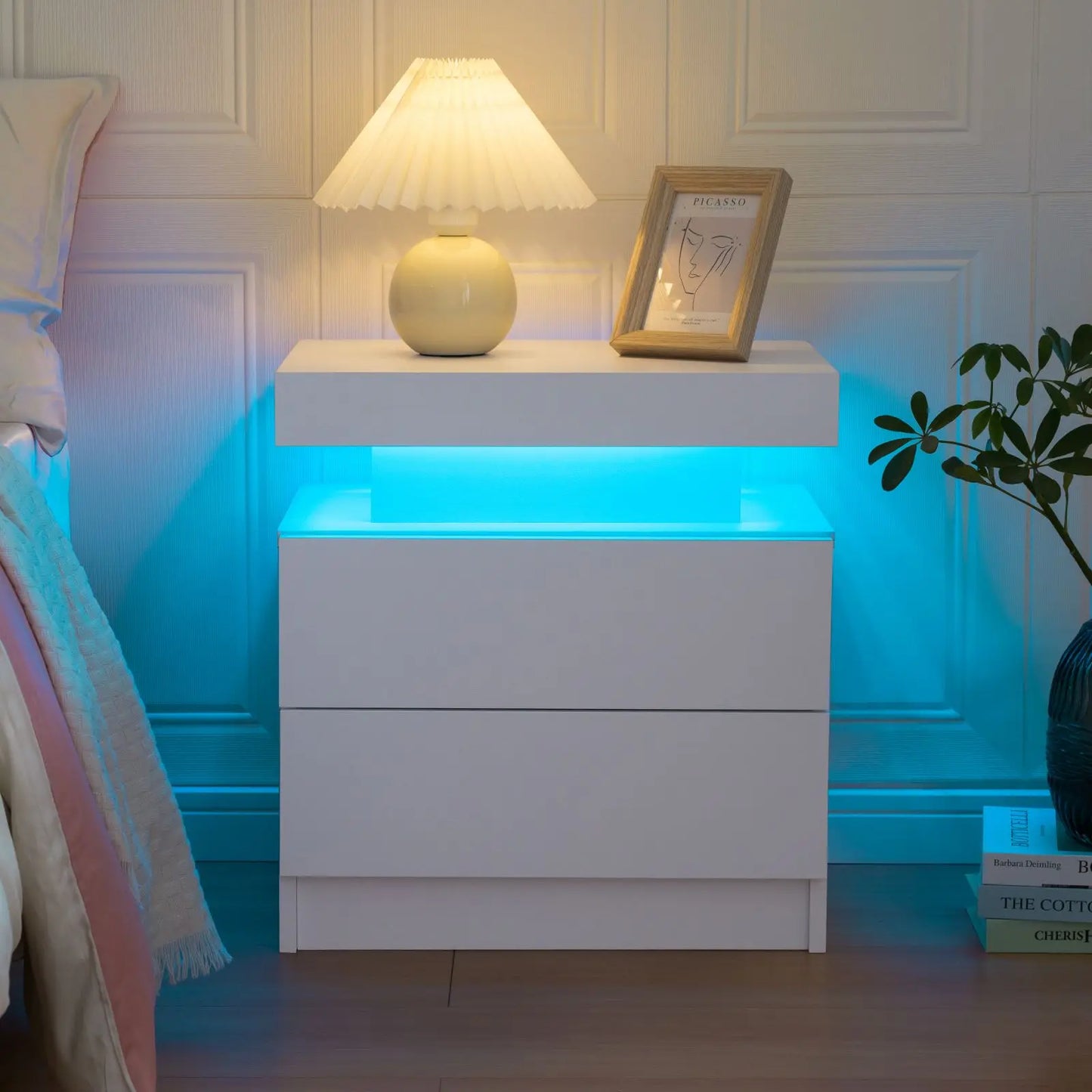 LED Nightstands with 2 Drawers