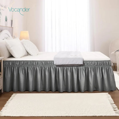Wrap Around Dark Grey Queen Size Bed Skirt with 14 Inch Drop