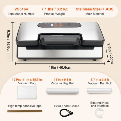 90Kpa 130W Vacuum Sealer Food Packaging Machine with 10pcs Vacuum bags
