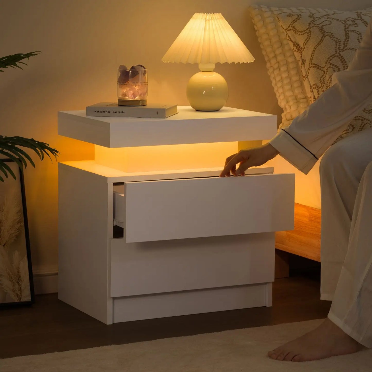 LED Nightstands with 2 Drawers