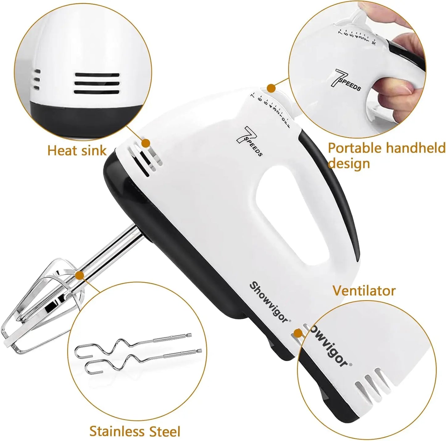 Electric Hand Mixer 180W with 5 Stainless Steel Attachments