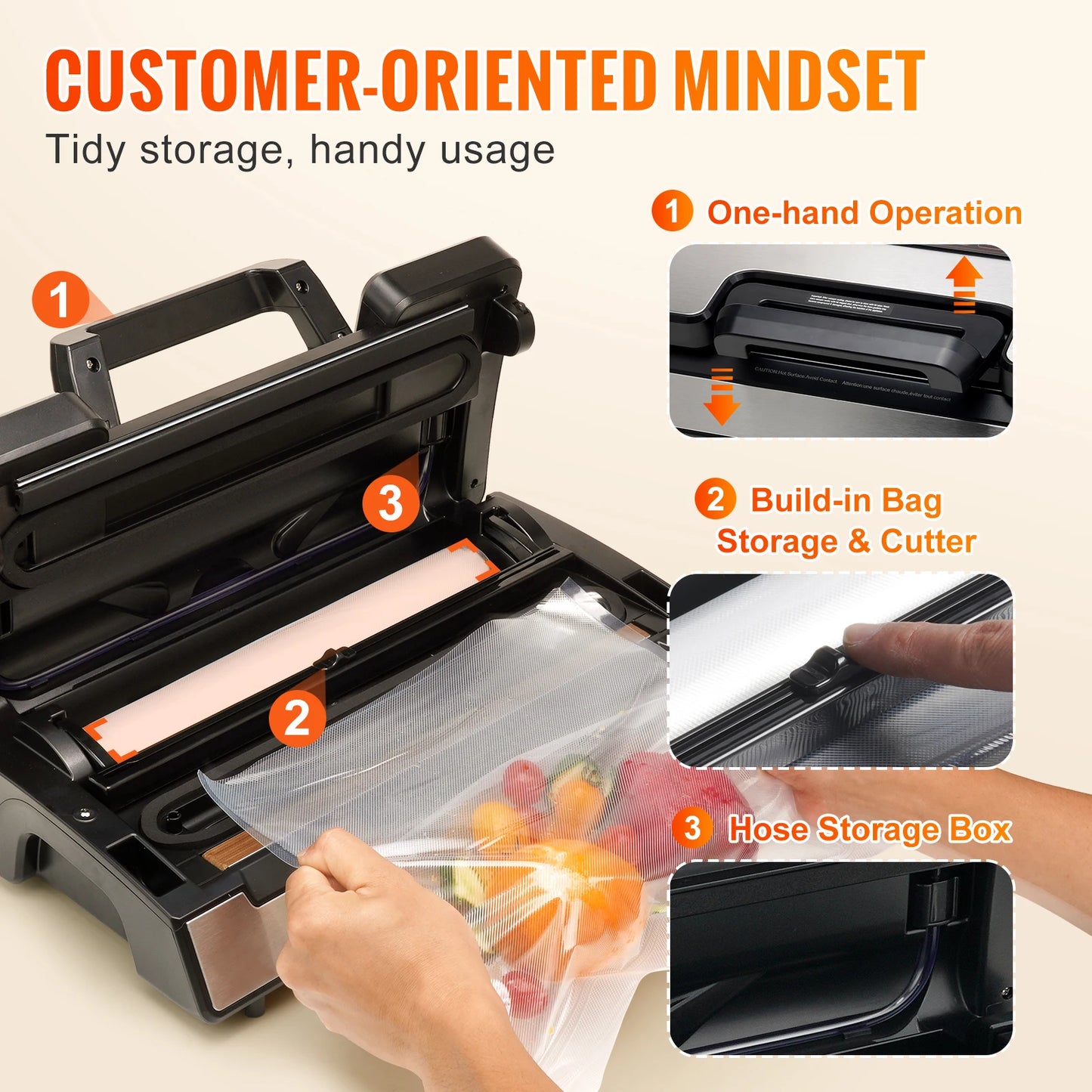 90Kpa 130W Vacuum Sealer Food Packaging Machine with 10pcs Vacuum bags