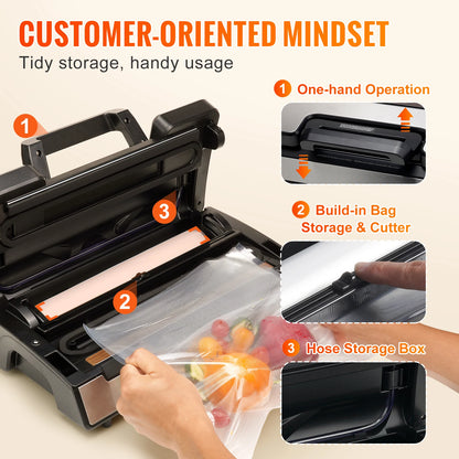 90Kpa 130W Vacuum Sealer Food Packaging Machine with 10pcs Vacuum bags
