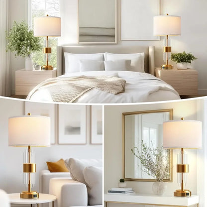 Gold Table Lamp with USB A+C Ports & Touch Controls