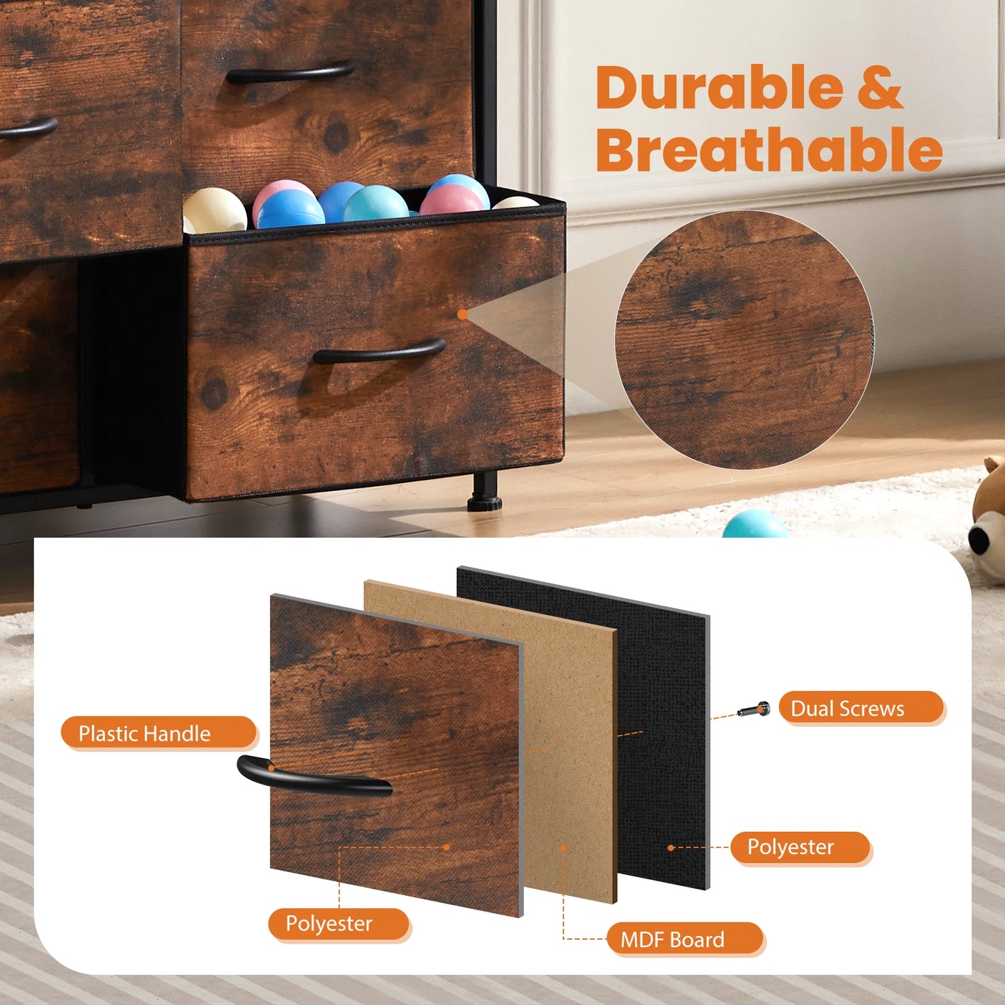 10 Fabric Drawers Steel Frame Cabinet